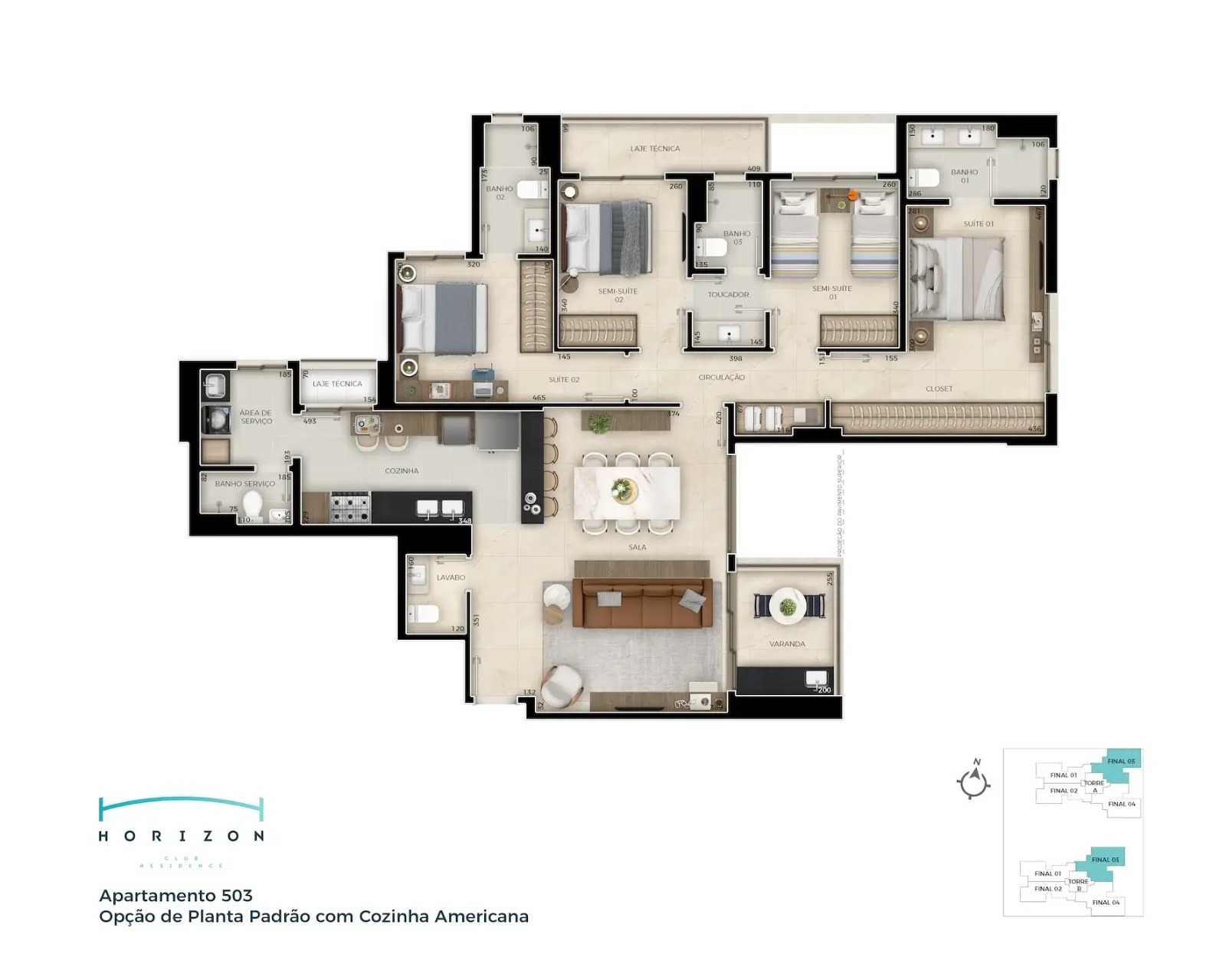 Planta - Horizon Club Residence - Guará II | 3 e 4 quartos | Chaves em setembro de 2027 - Ricardo Passos - Corretor de Imóveis