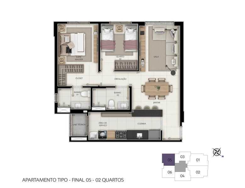 Planta - Prestige Residence - Guará II | 2 e 3 quartos | Pronto para morar - Ricardo Passos - Corretor de Imóveis