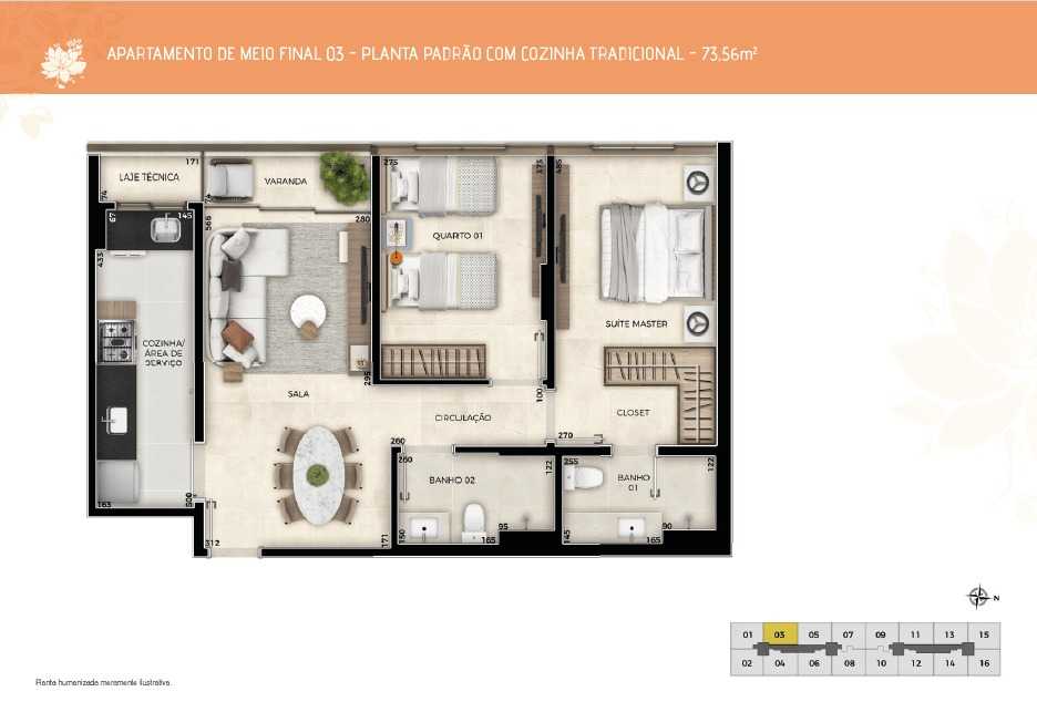 Planta - Parque dos Jasmins - Noroeste | 2 quartos | Chaves em dezembro de 2026 - Ricardo Passos - Corretor de Imóveis