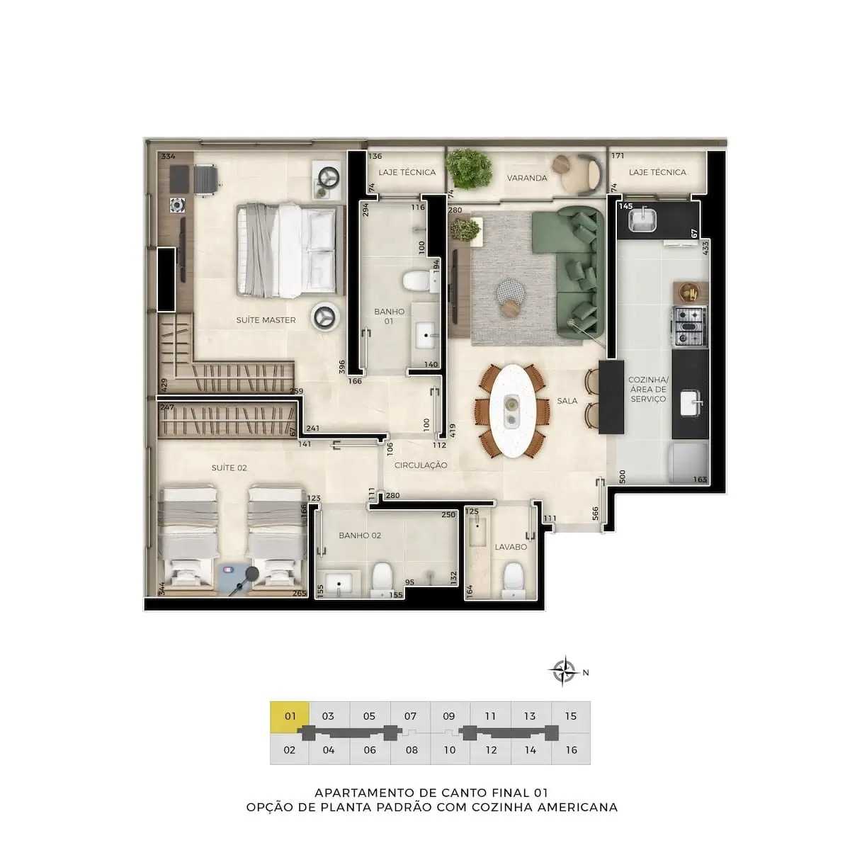 Planta - Parque dos Jasmins - Noroeste | 2 quartos | Chaves em dezembro de 2026 - Ricardo Passos - Corretor de Imóveis