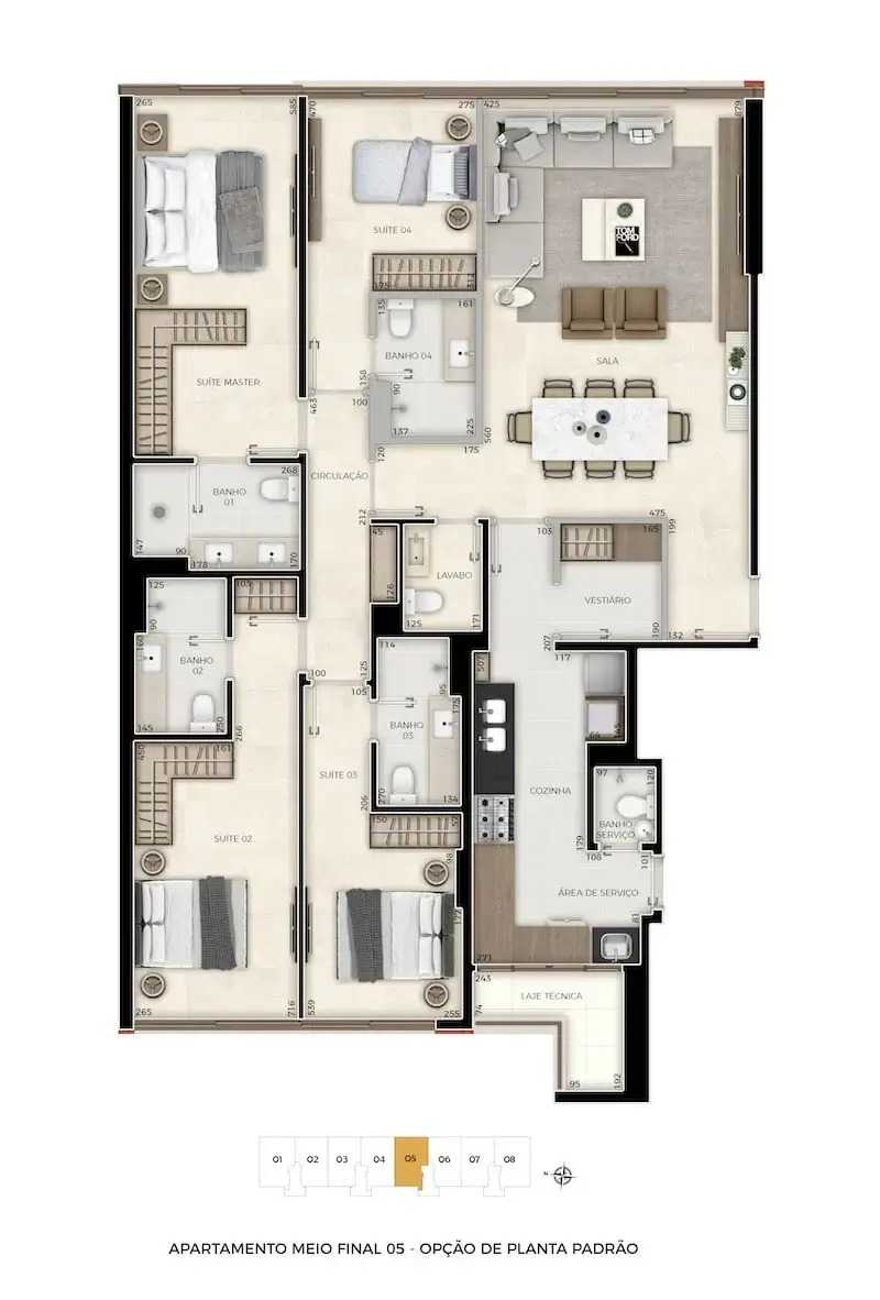 Planta - Parque das Oliveiras - Noroeste | 4 suítes | Chaves em março de 2026 - Ricardo Passos - Corretor de Imóveis