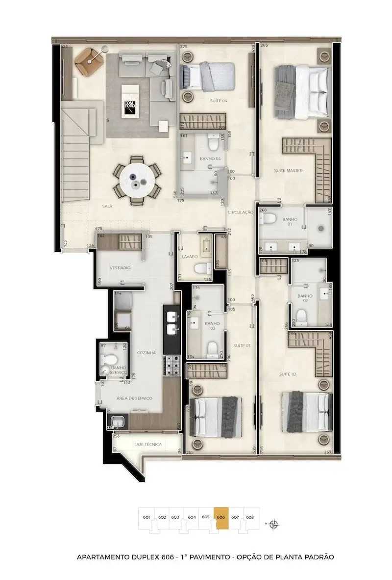Planta - Parque das Oliveiras - Noroeste | 4 suítes | Chaves em março de 2026 - Ricardo Passos - Corretor de Imóveis